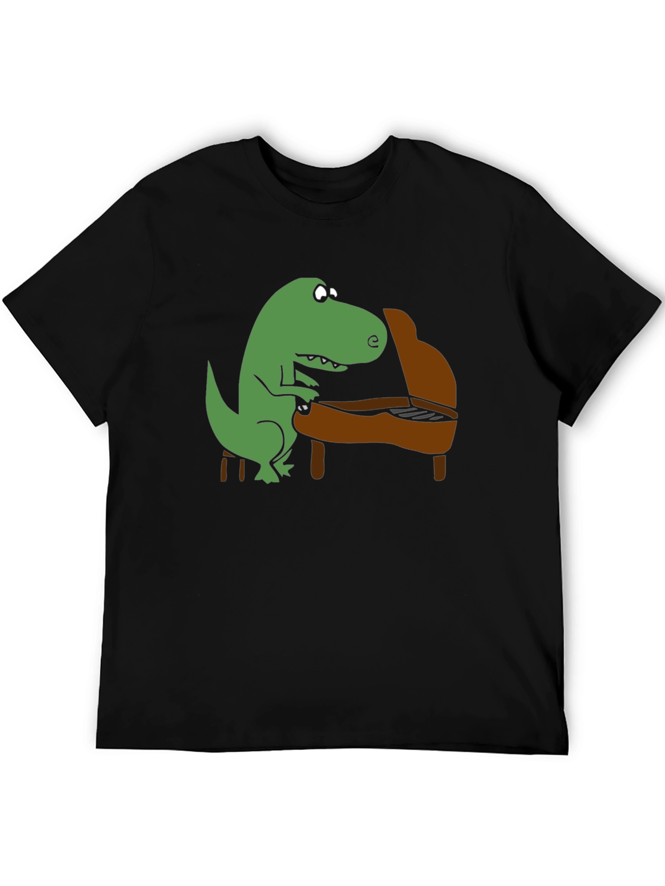 Dino Piano Player Graphic T-Shirt - Black
