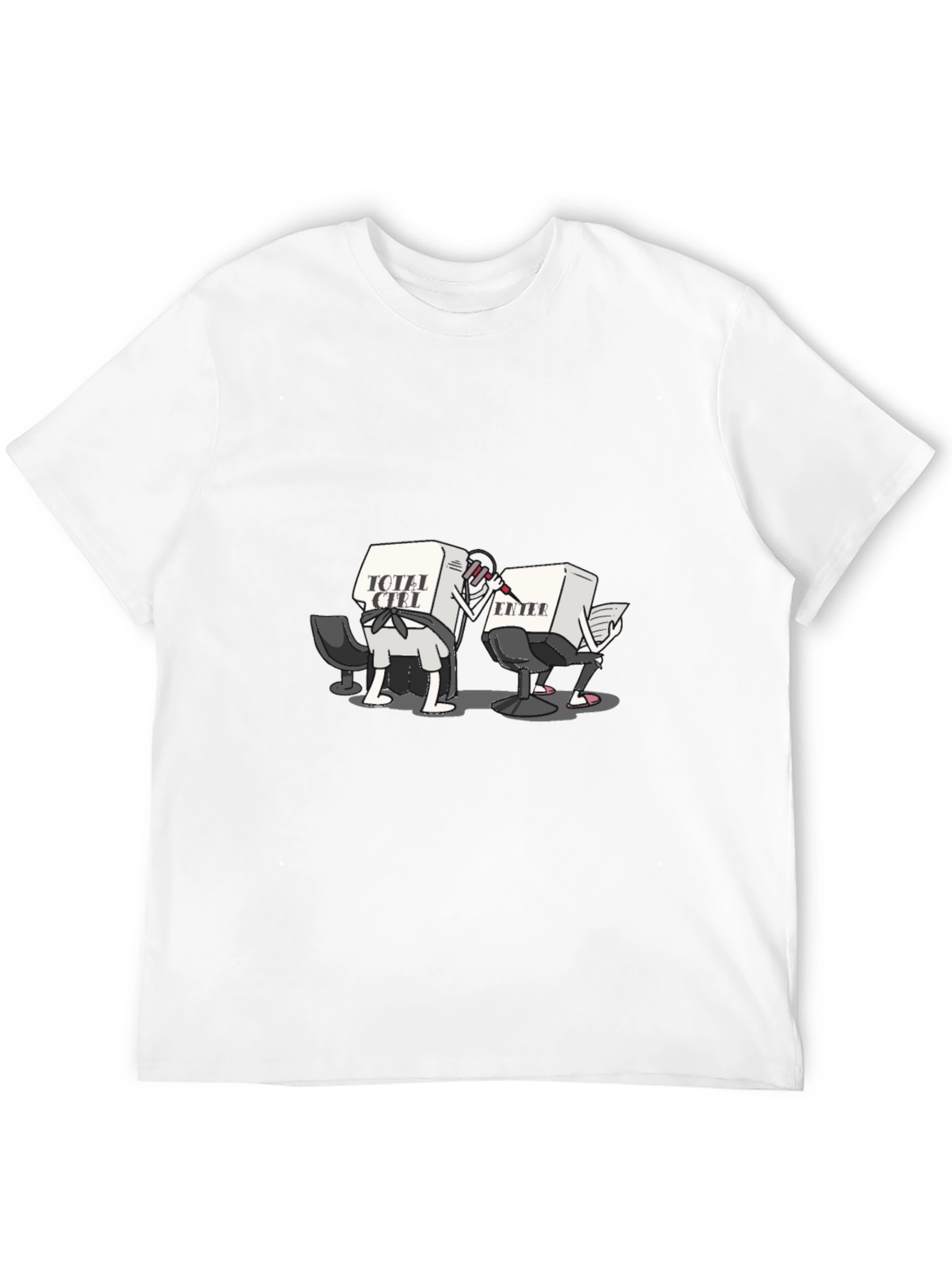 Funny Computer Key Cartoon Black T-Shirt