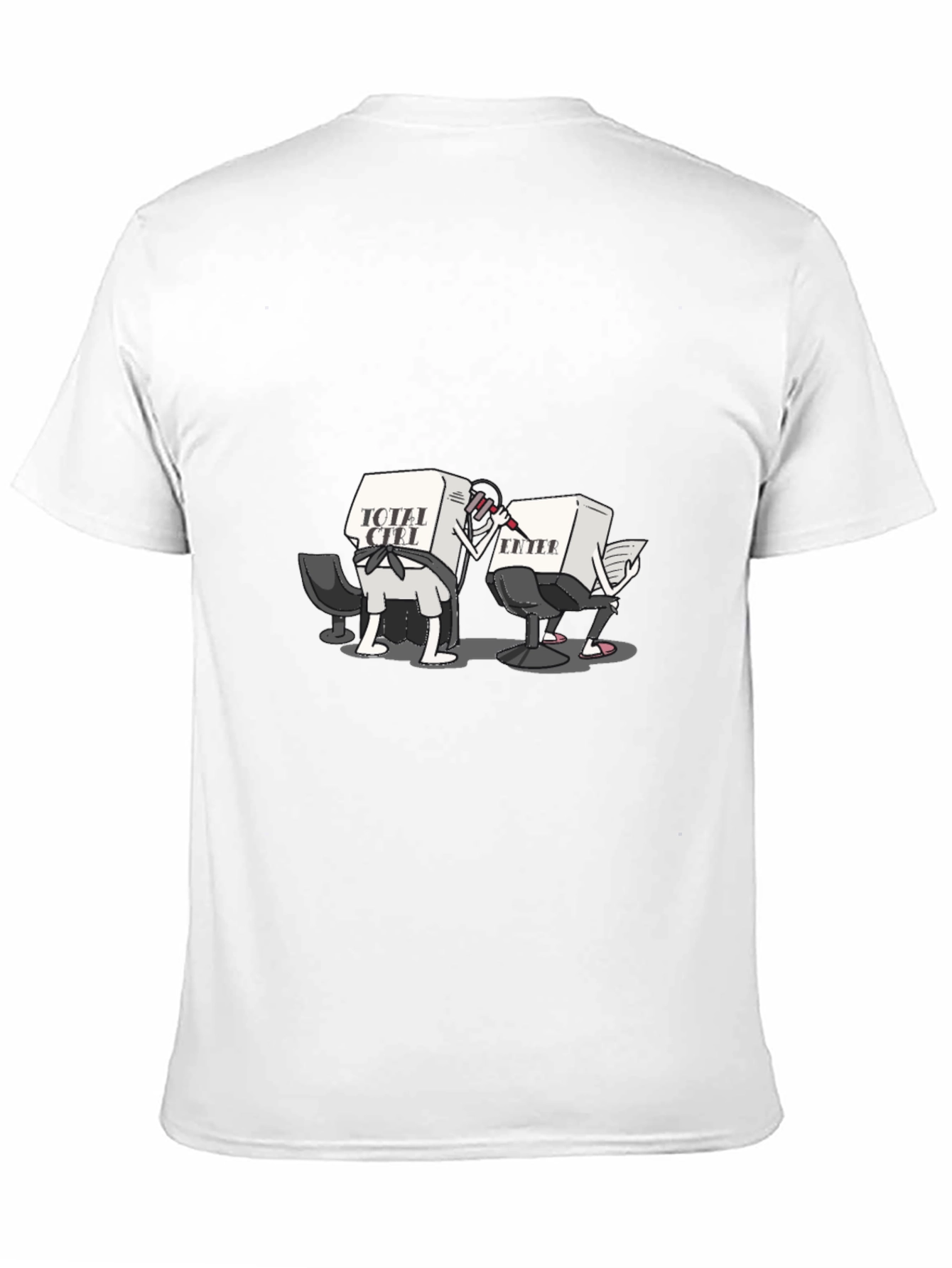 Funny Computer Key Cartoon Black T-Shirt
