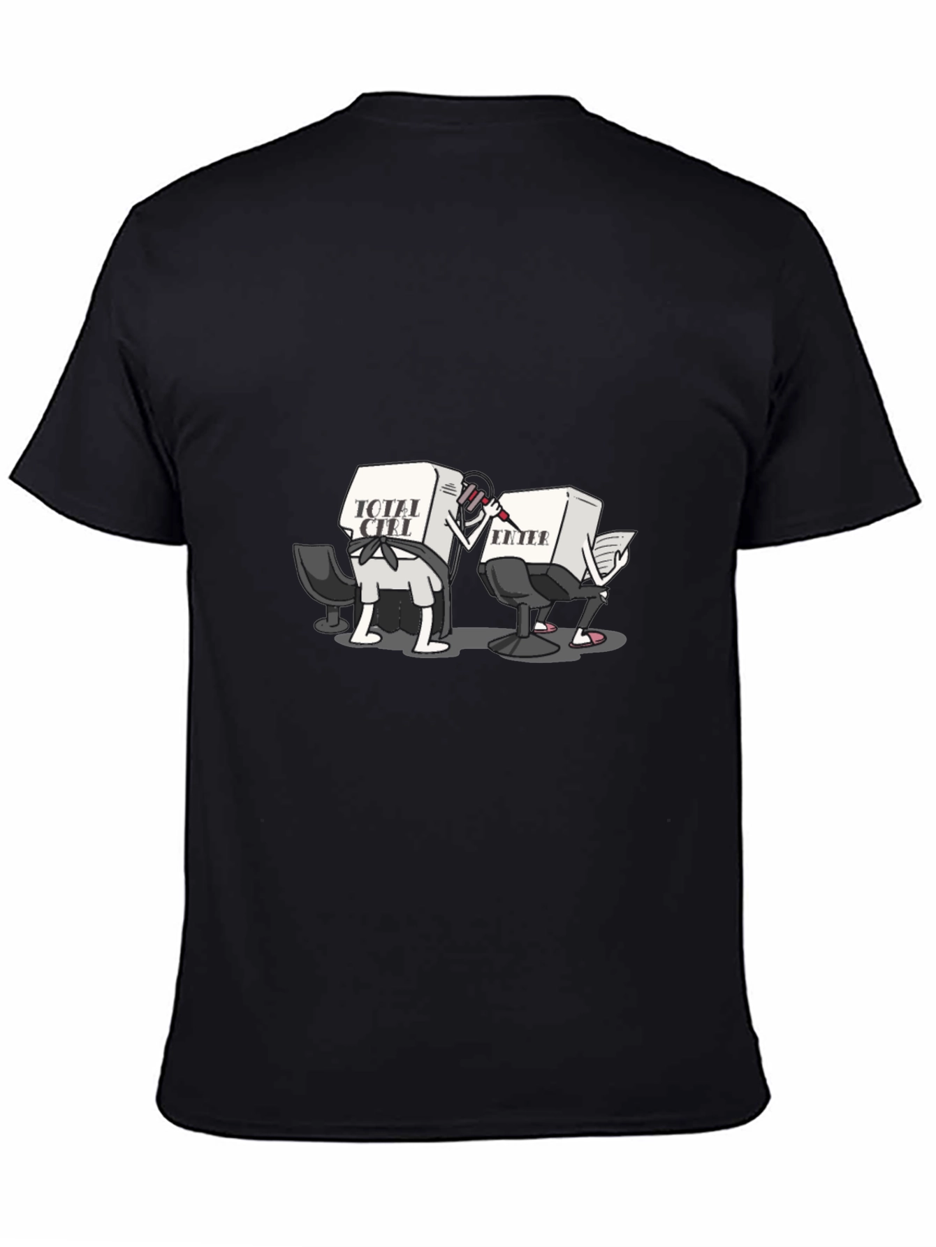Funny Computer Key Cartoon Black T-Shirt