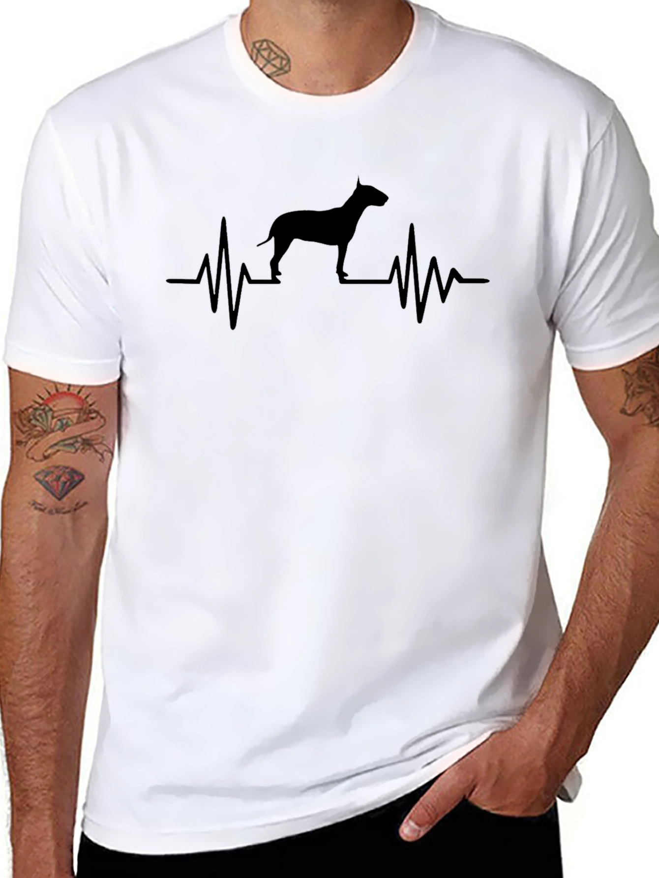 Dog Heartbeat T-Shirt - Mens Black Graphic Tee