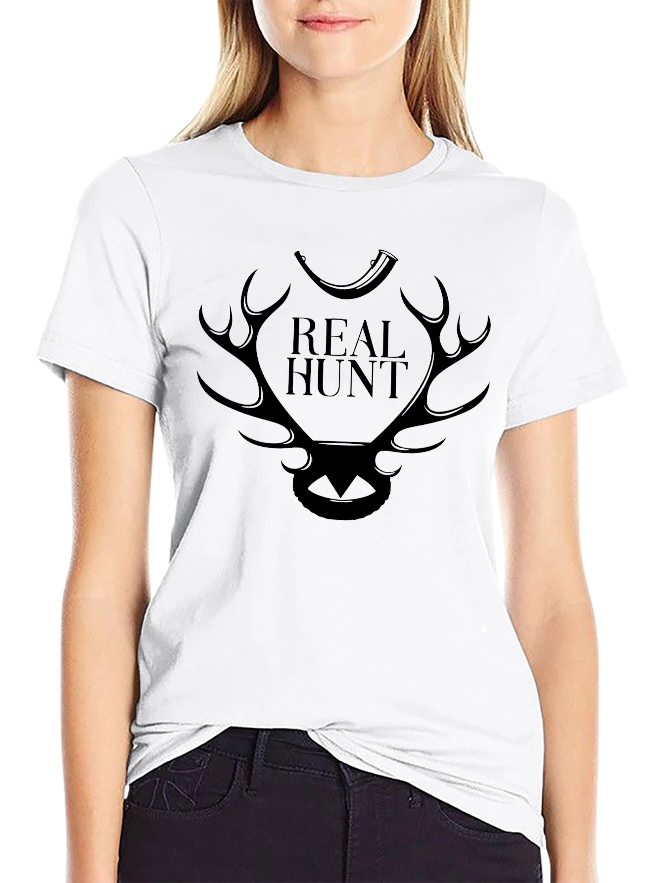 Real Hunt Graphic Print Tee - Black
