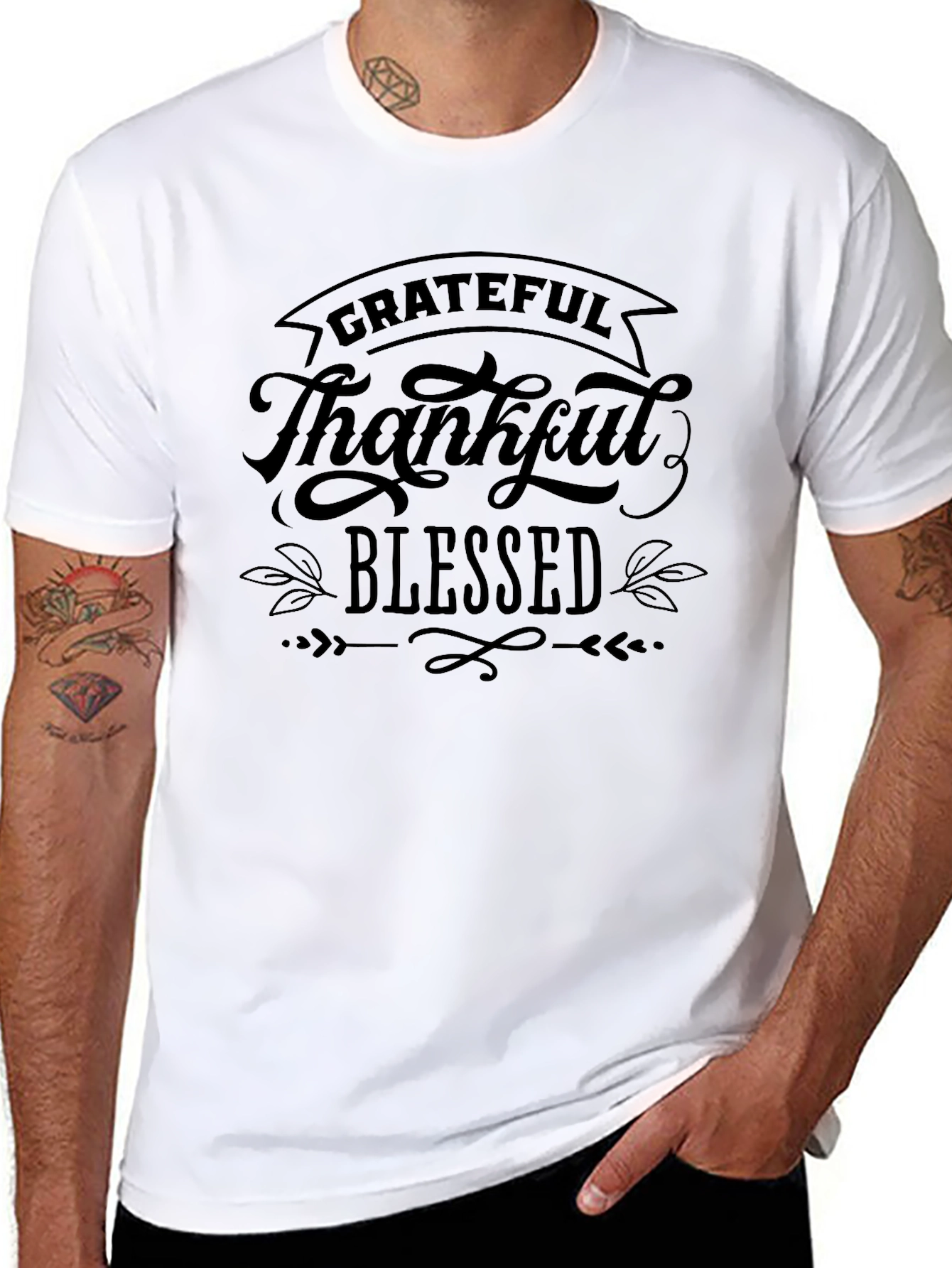 Grateful Thankful Blessed Black T-Shirt