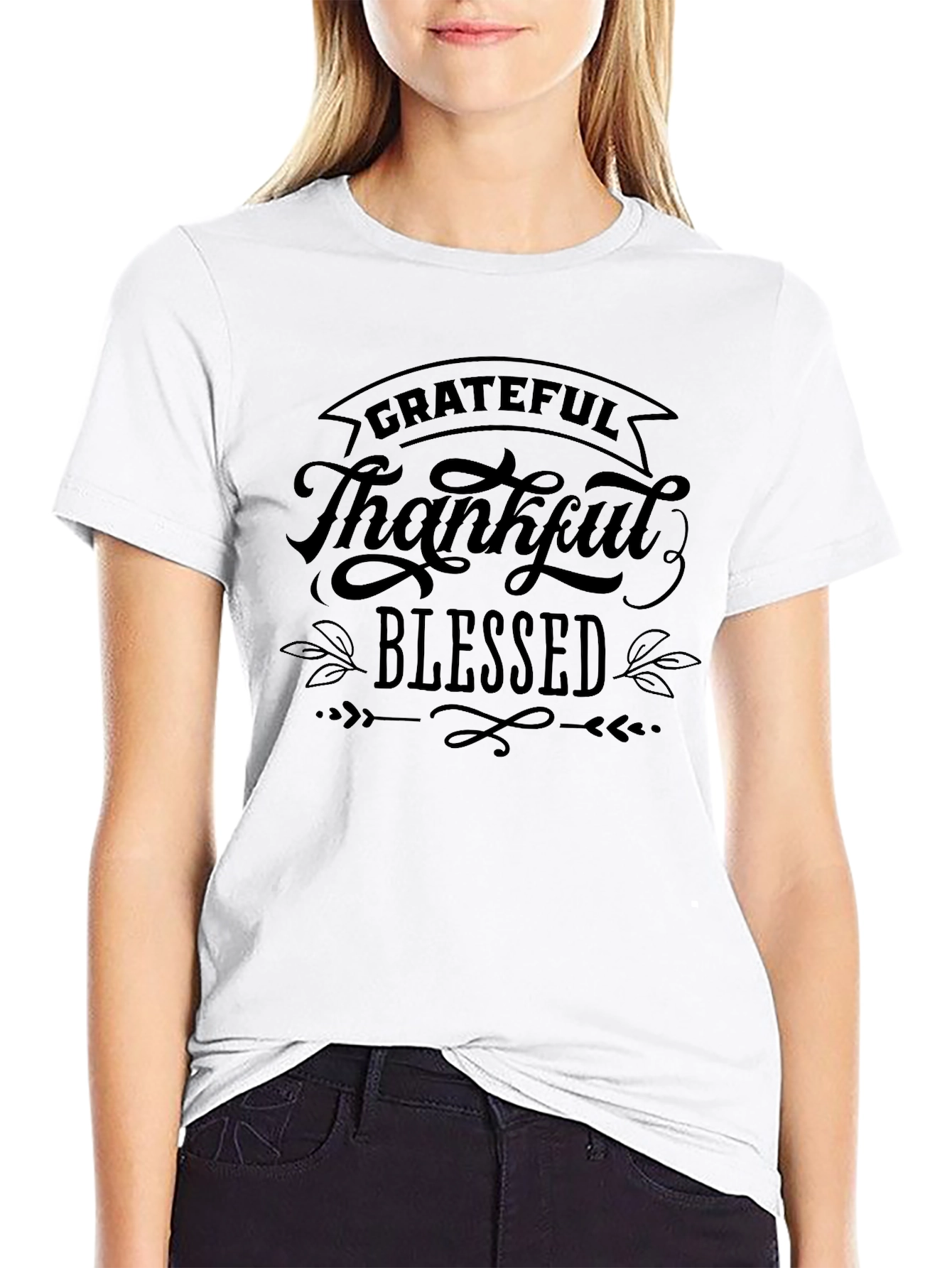 Grateful Thankful Blessed Black T-Shirt