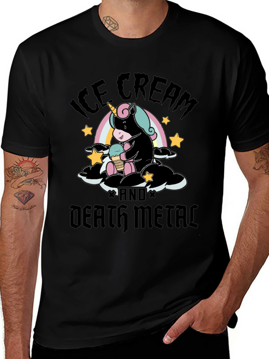 Ice Cream and Death Metal Unicorn Graphic T-Shirt