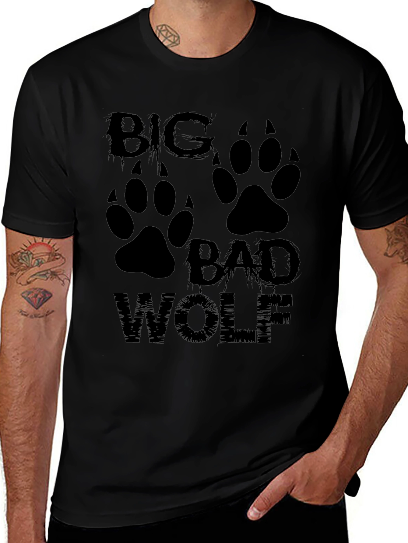 Big Bad Wolf Graphic Tee - Mens Black T-Shirt