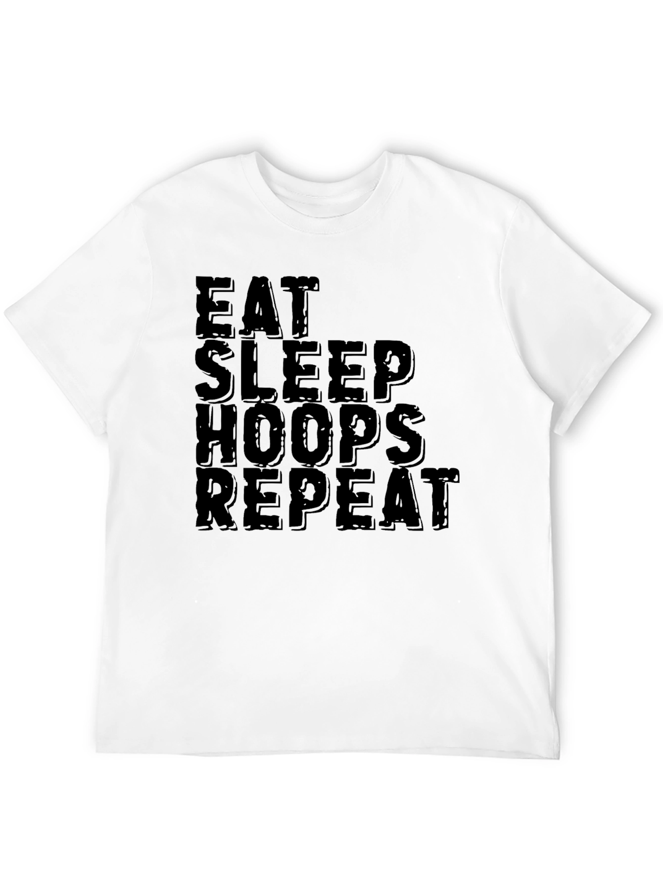 Eat Sleep Hoops Repeat Black Graphic T-Shirt