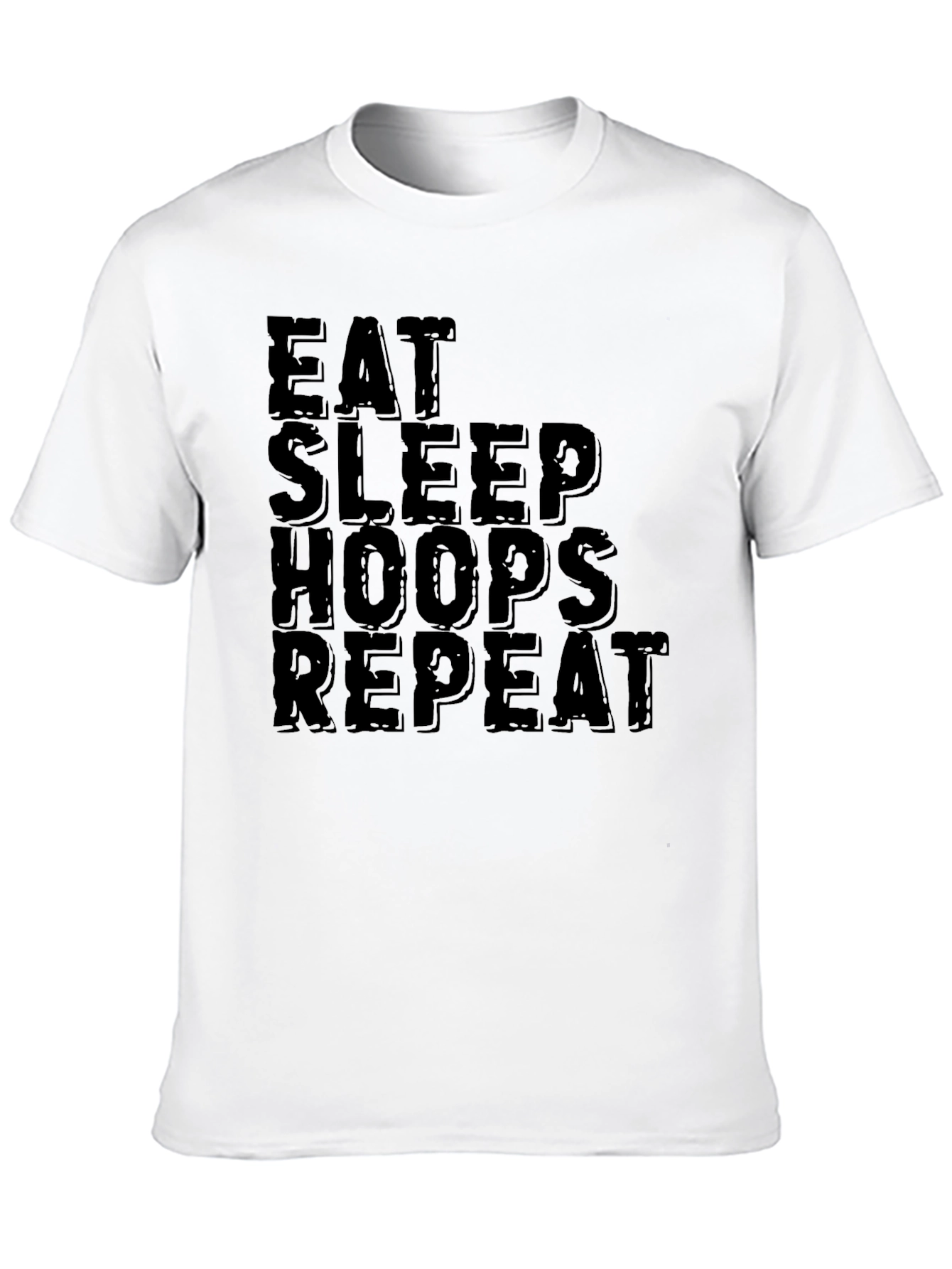 Eat Sleep Hoops Repeat Black Graphic T-Shirt