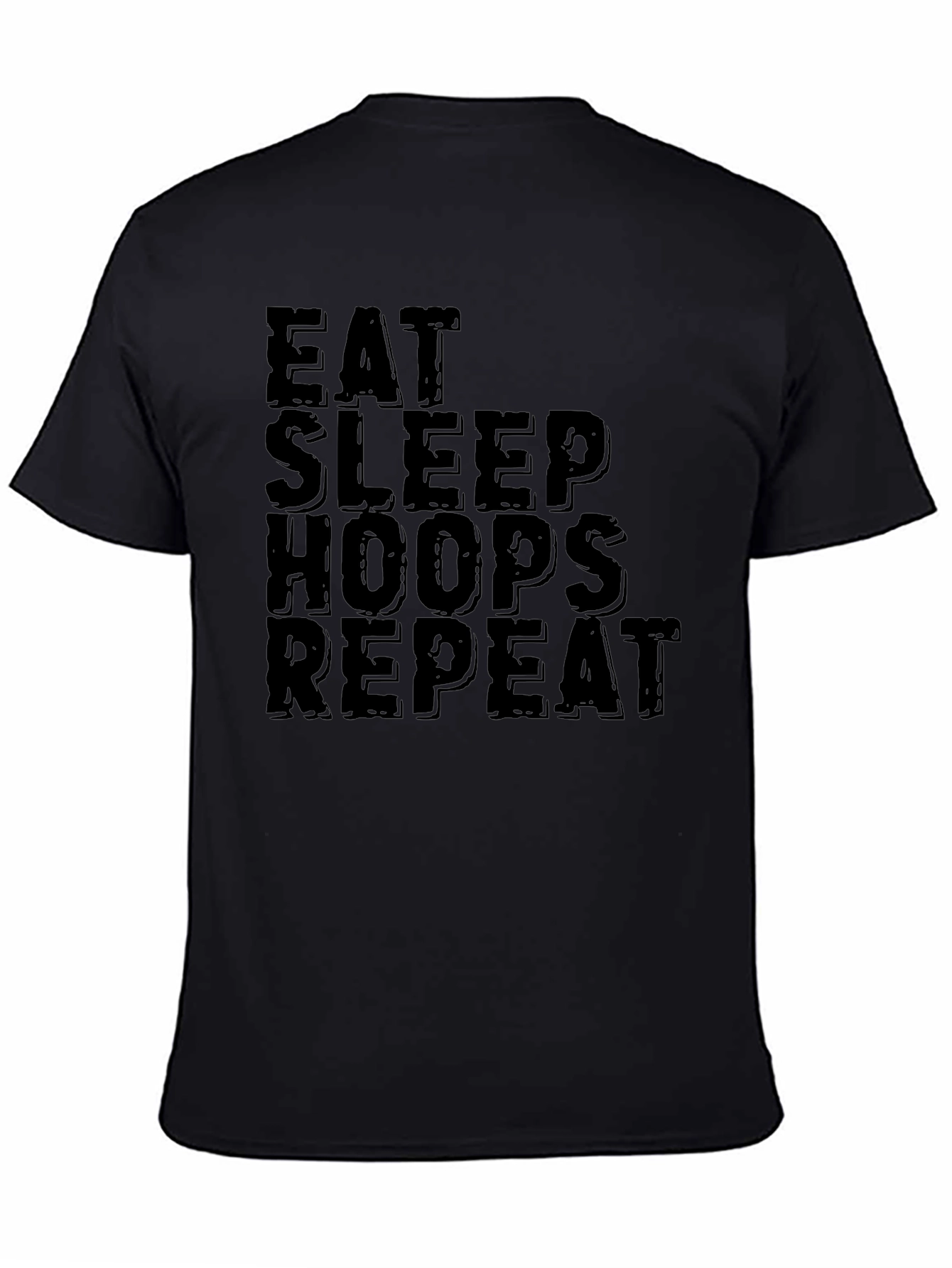 Eat Sleep Hoops Repeat Black Graphic T-Shirt