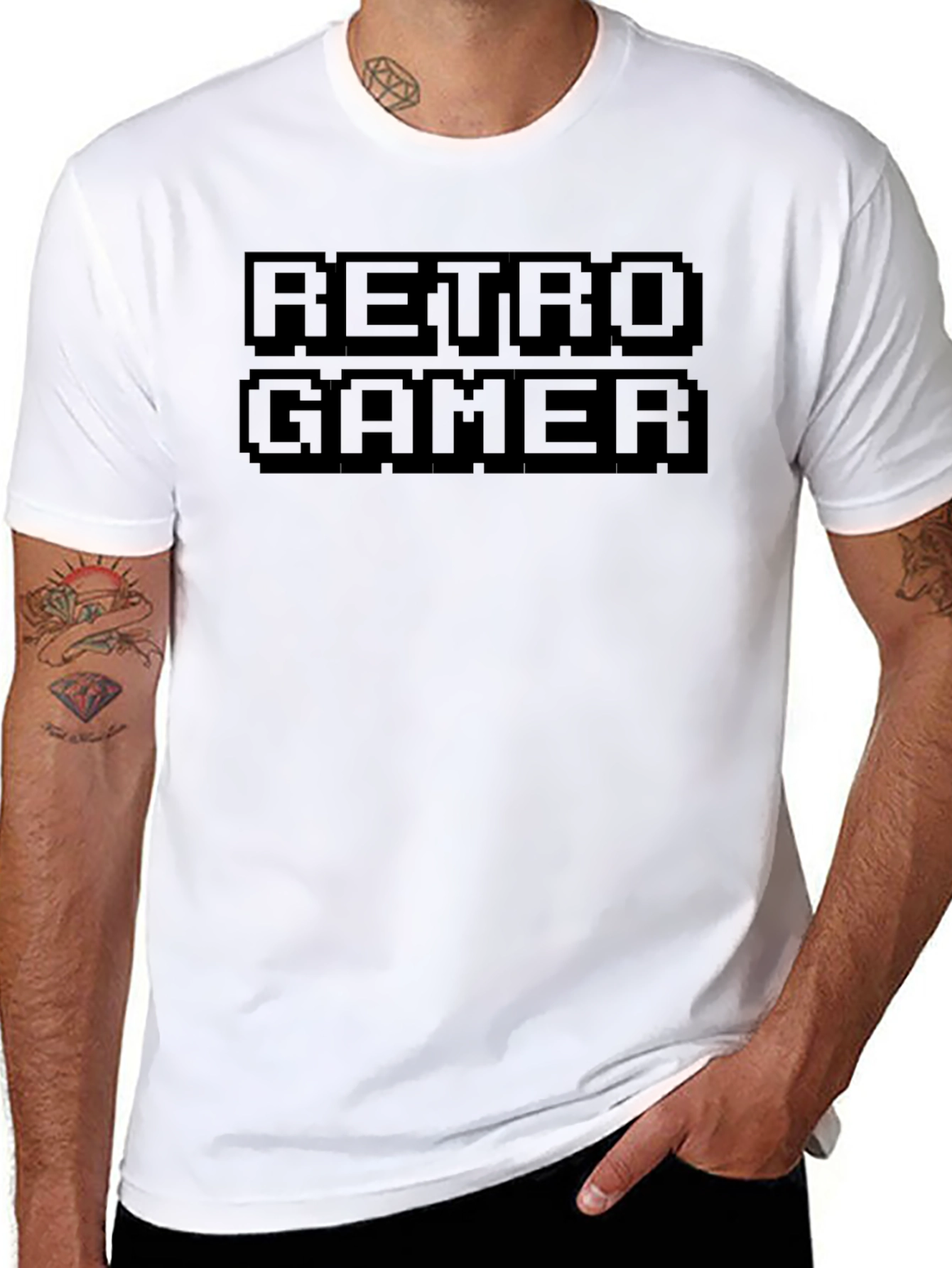 Retro Gamer Black Crew Neck T-Shirt