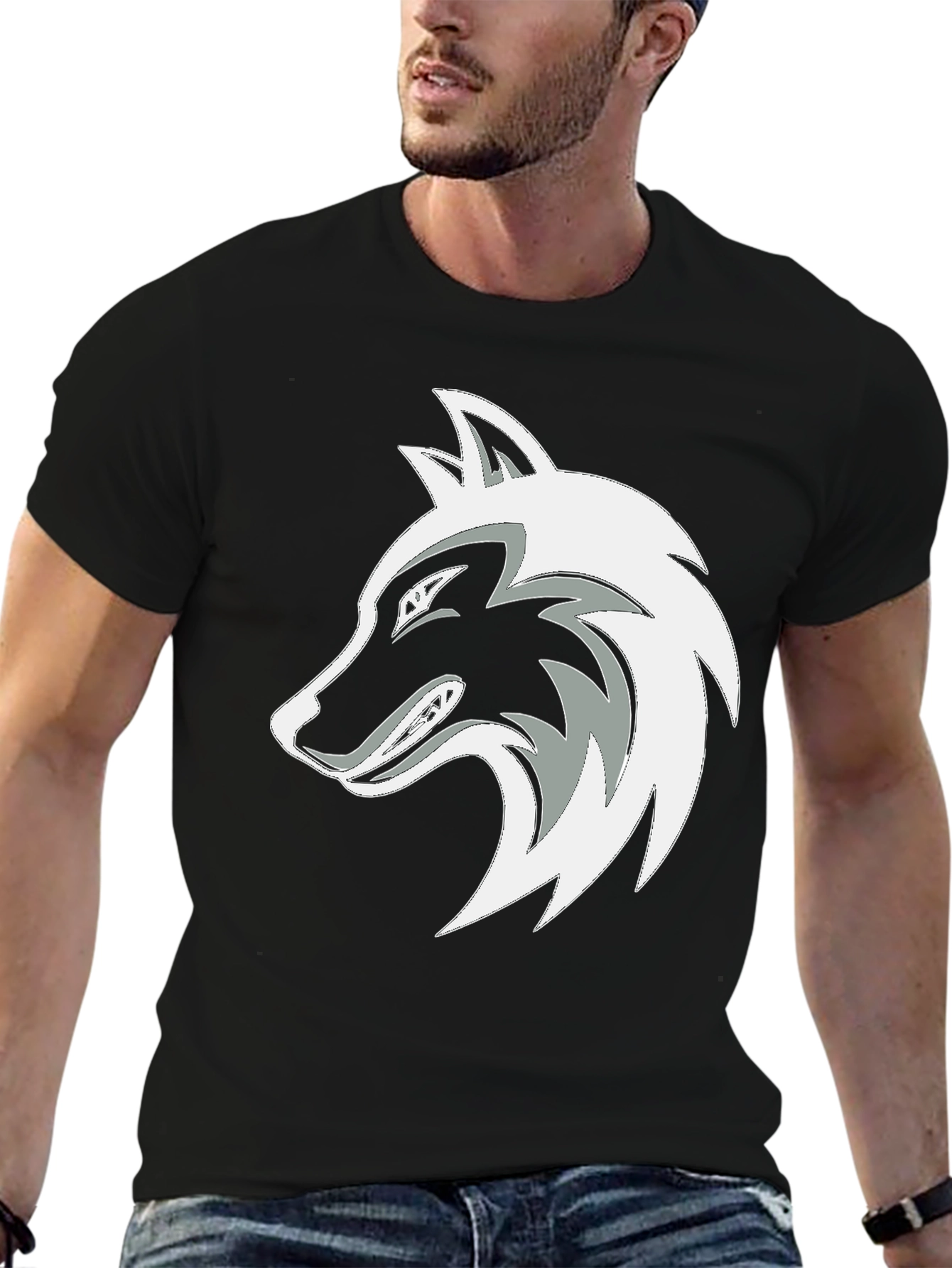 Wolf Graphic Black T-Shirt - Stylish Mens Tee