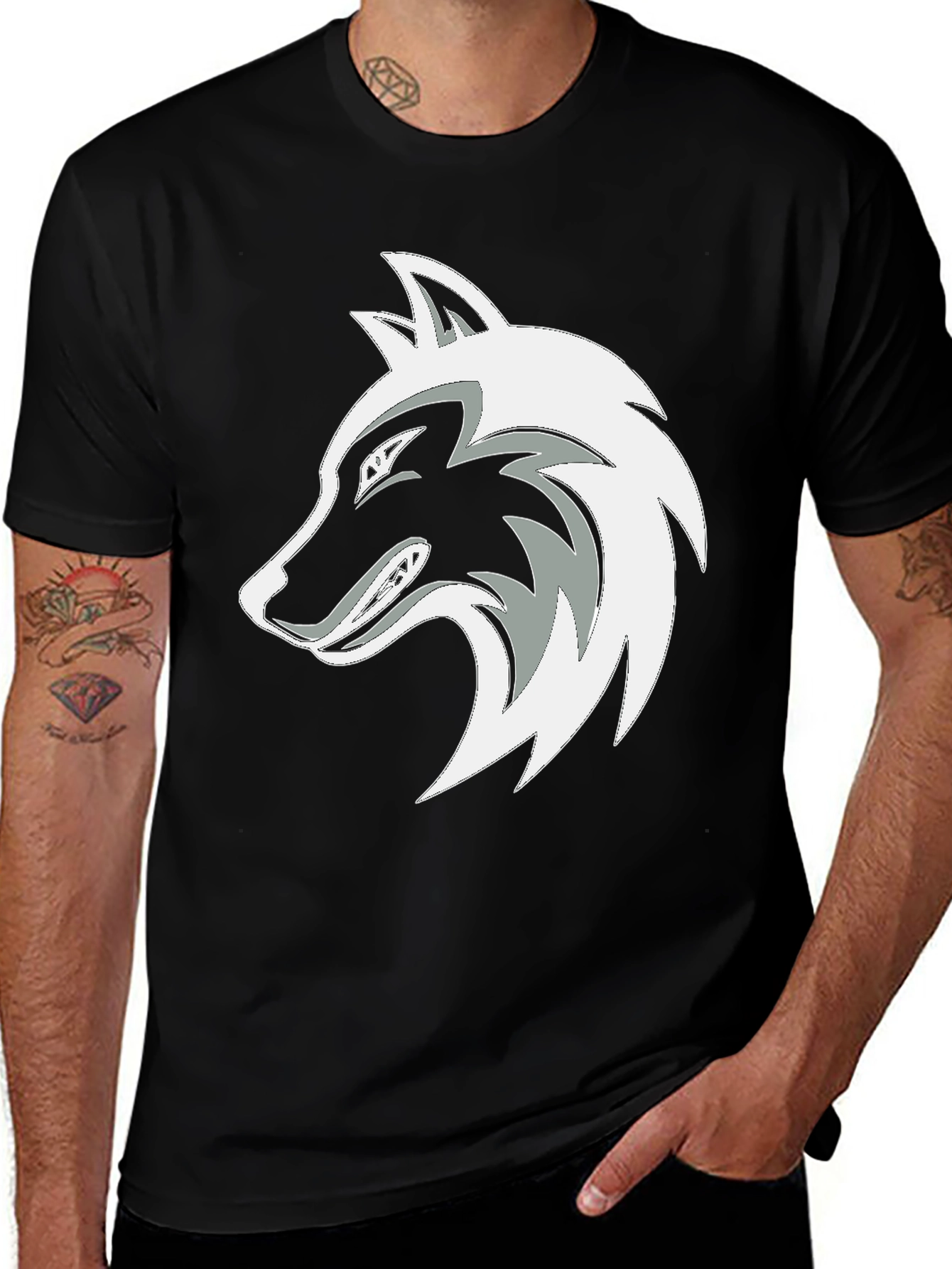 Wolf Graphic Black T-Shirt - Stylish Mens Tee