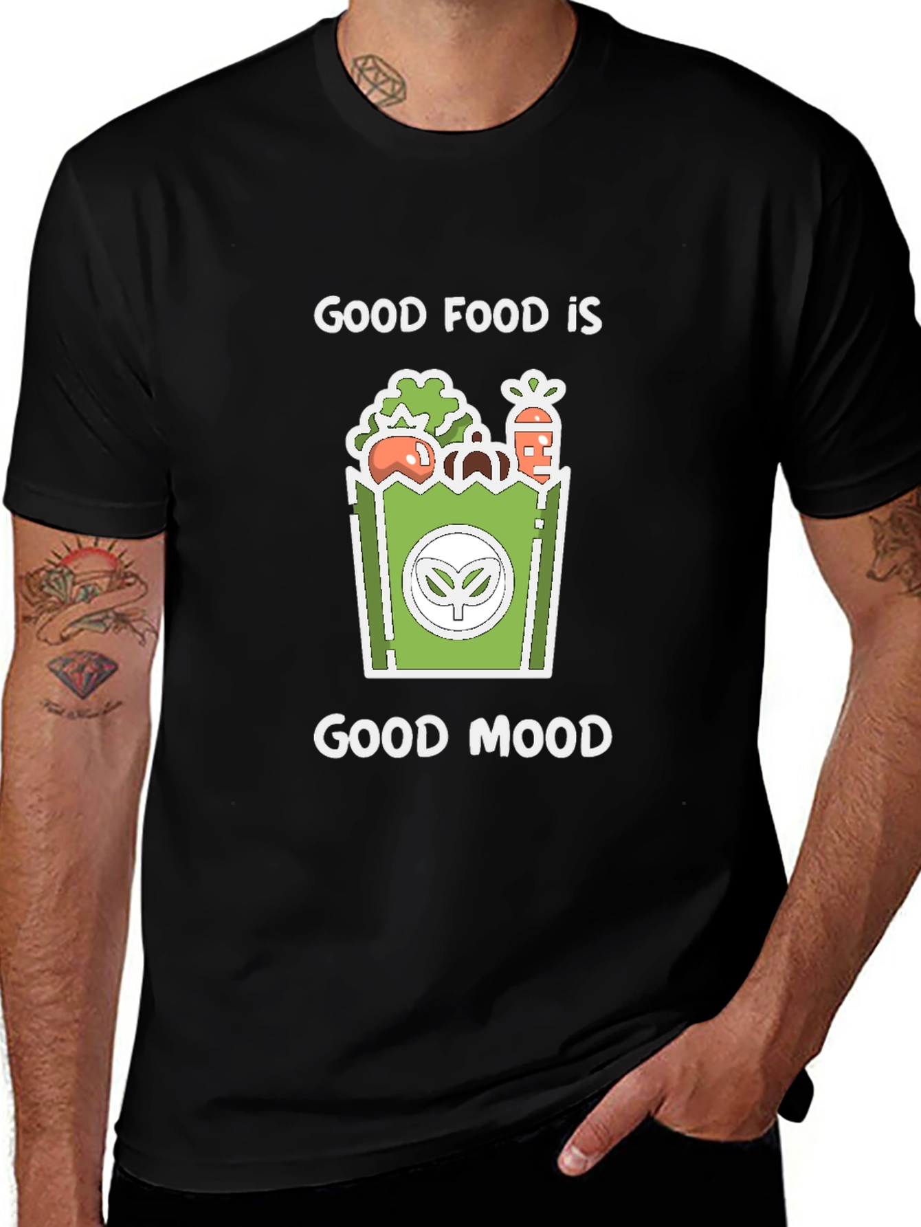Good Food Good Mood Graphic Tee - Black
