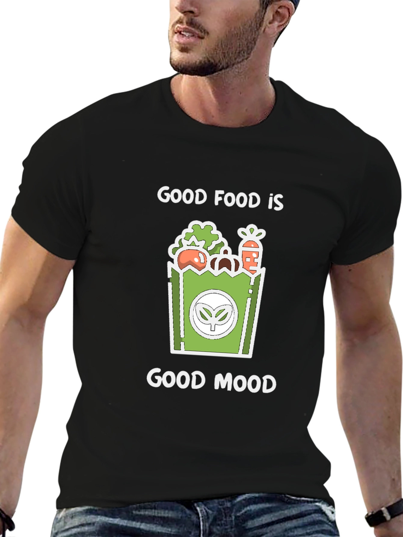 Good Food Good Mood Graphic Tee - Black