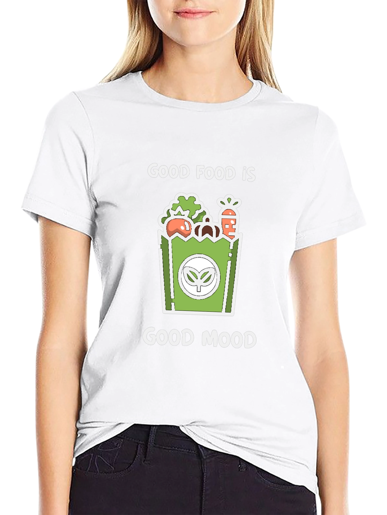 Good Food Good Mood Graphic Tee - Black