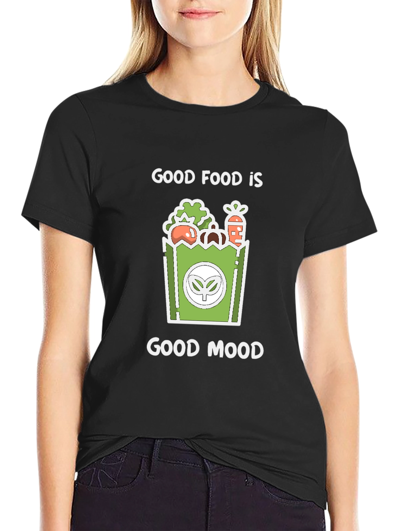 Good Food Good Mood Graphic Tee - Black