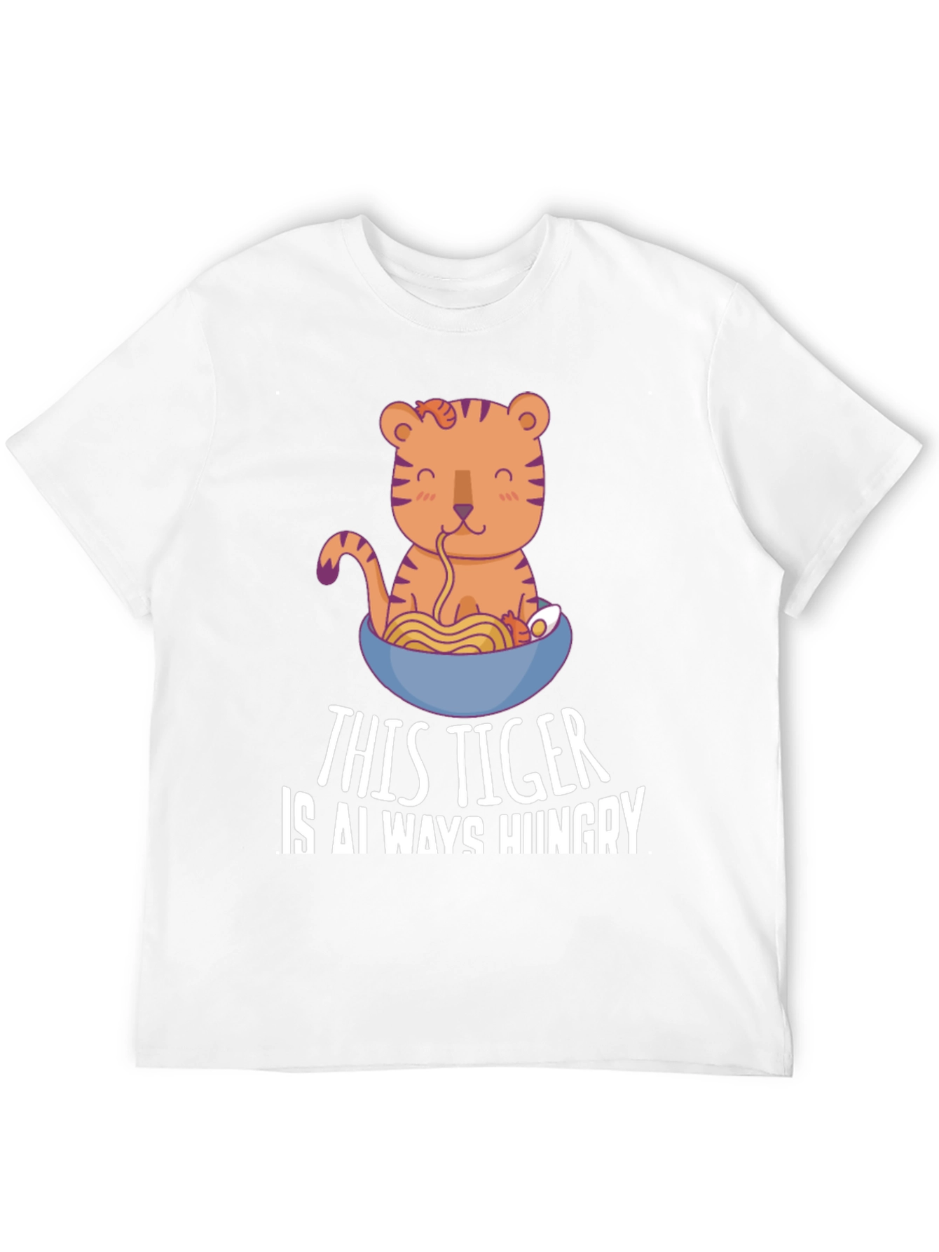 Hungry Tiger Ramen T-Shirt - Cute Cartoon Tee