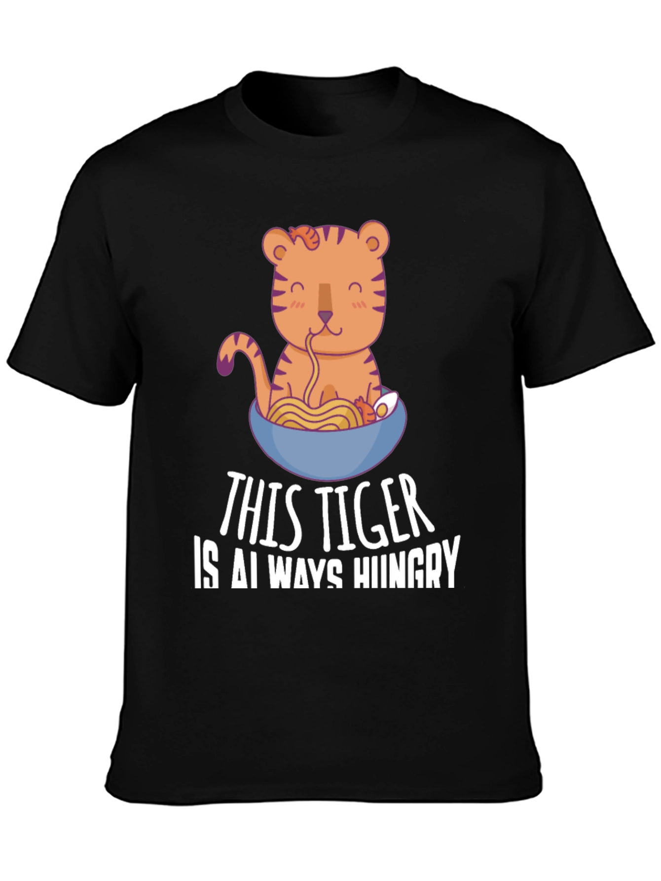 Hungry Tiger Ramen T-Shirt - Cute Cartoon Tee