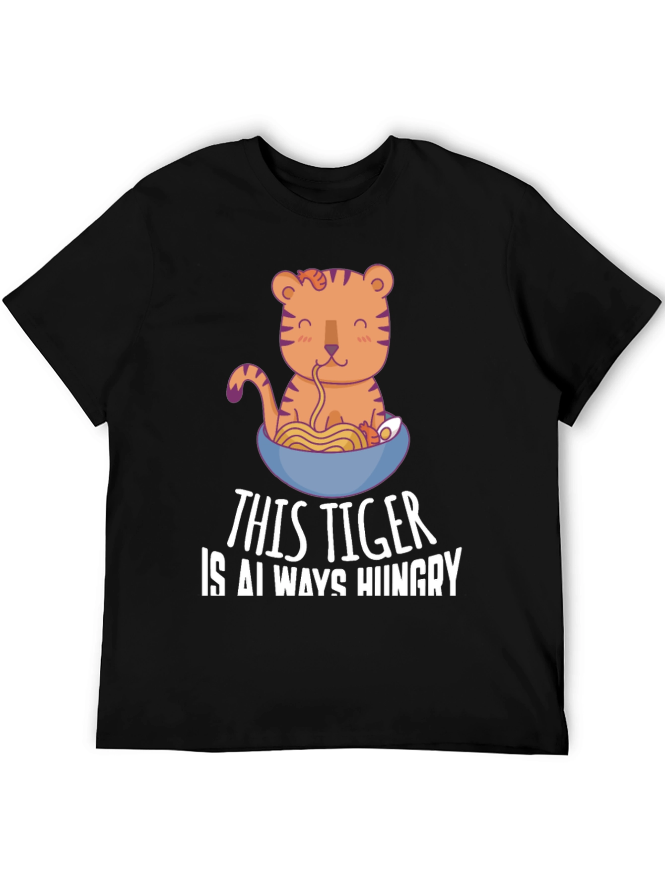 Hungry Tiger Ramen T-Shirt - Cute Cartoon Tee