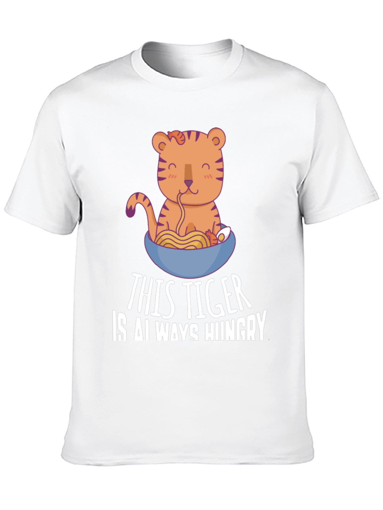 Hungry Tiger Ramen T-Shirt - Cute Cartoon Tee