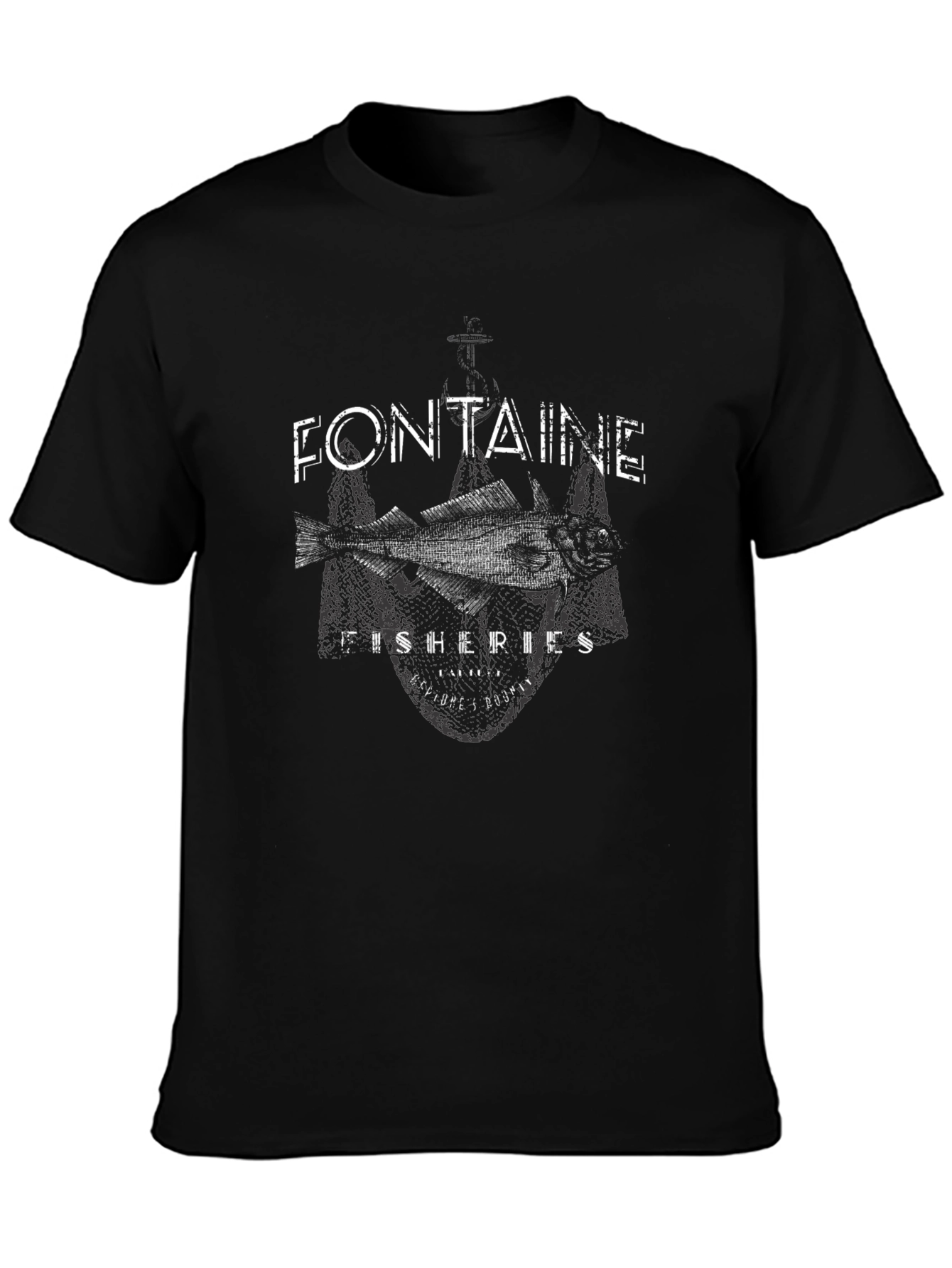 Fontaine Fisheries Graphic T-Shirt - Black Cotton Tee