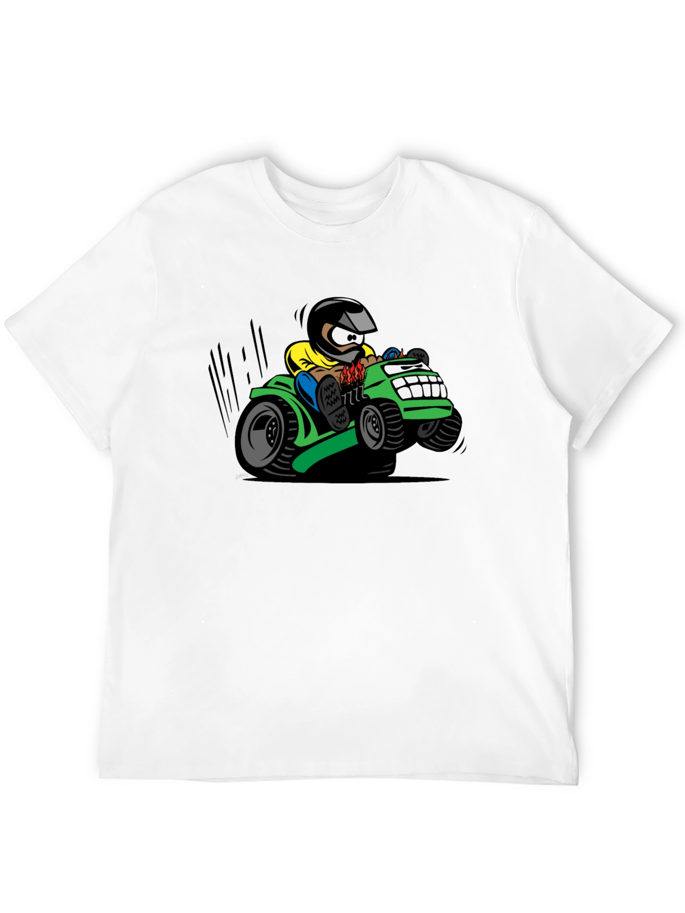 Cartoon Lawn Mower Rider Graphic Tee