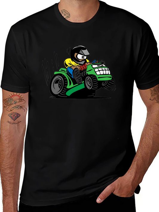 Cartoon Lawn Mower Rider Graphic Tee