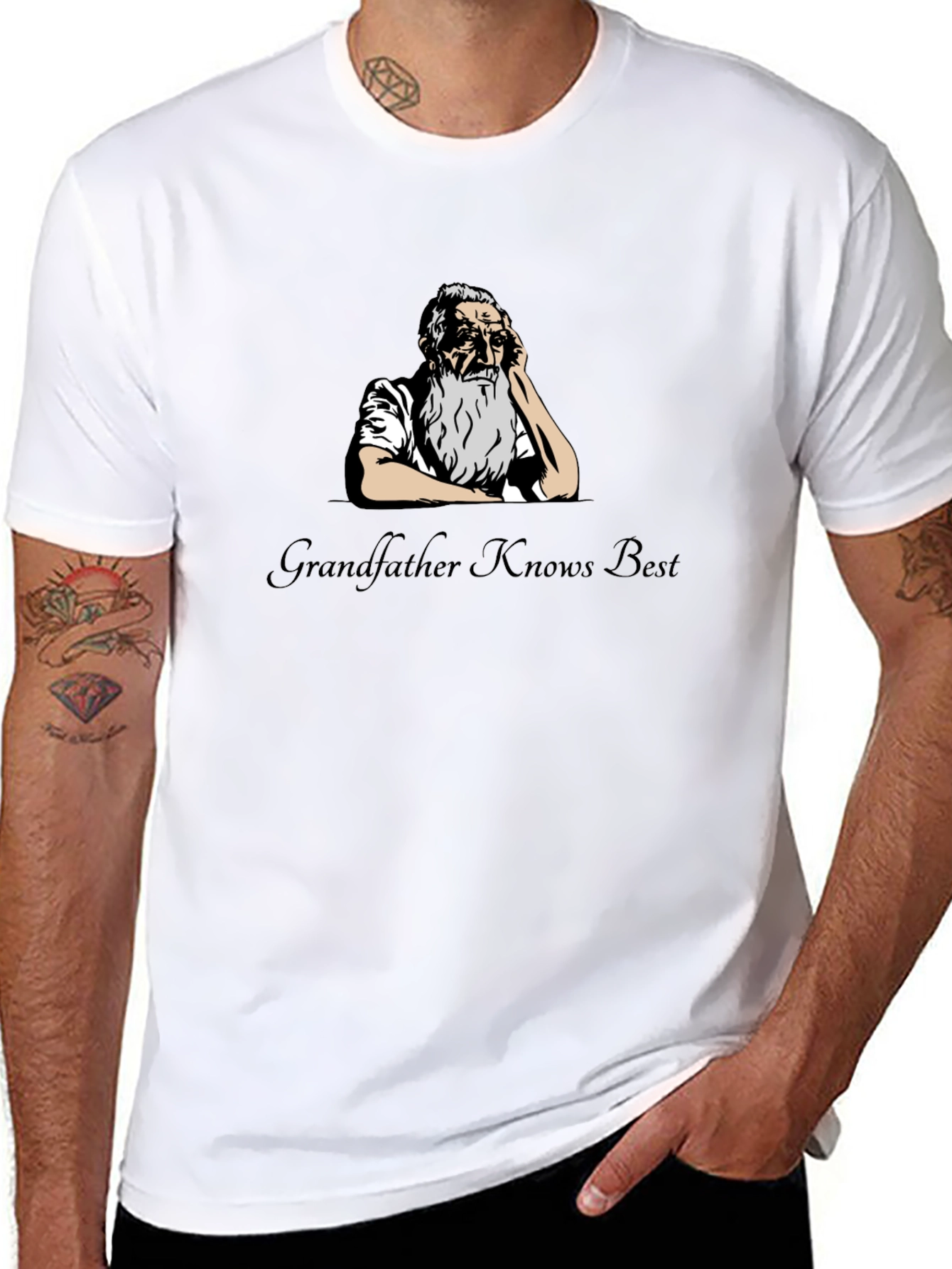 Grandfather Knows Best Graphic T-Shirt - Black