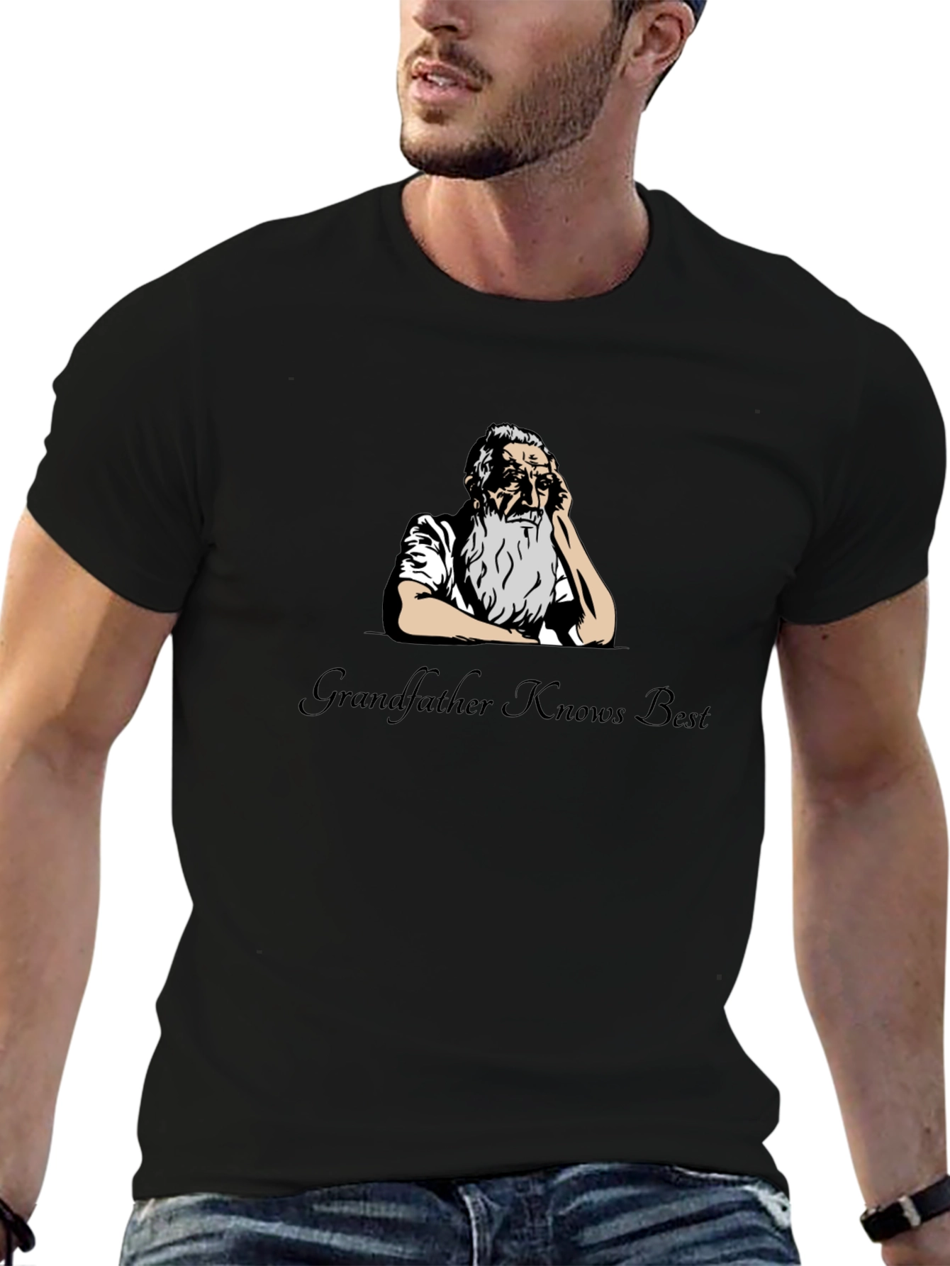 Grandfather Knows Best Graphic T-Shirt - Black
