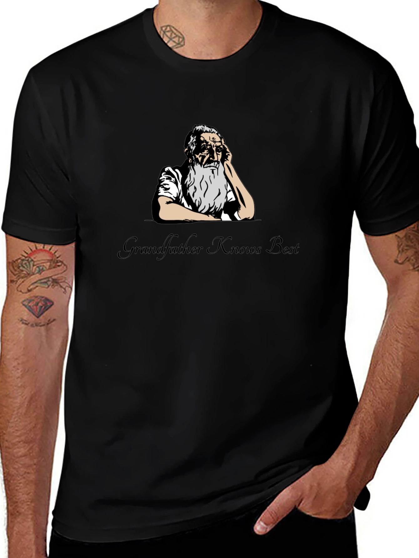 Grandfather Knows Best Graphic T-Shirt - Black