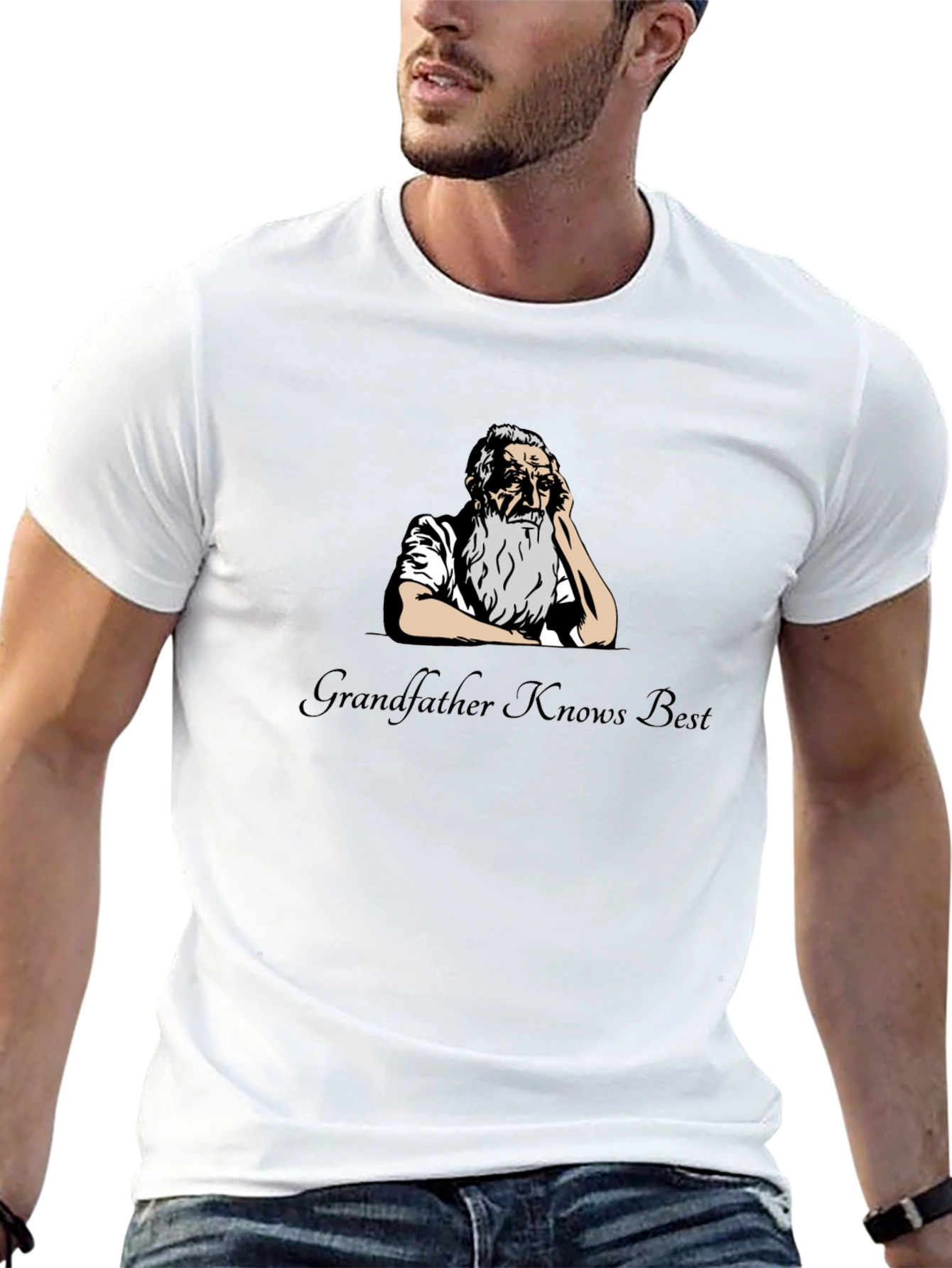 Grandfather Knows Best Graphic T-Shirt - Black