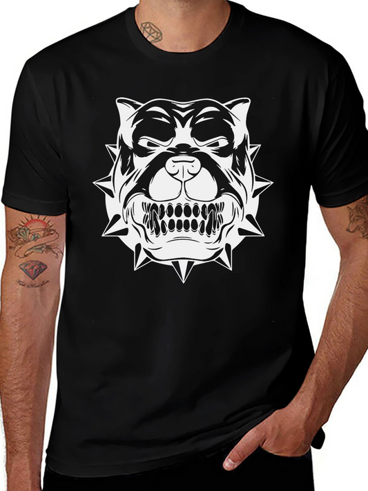 Mens Black T-Shirt with Bold Bulldog Graphic