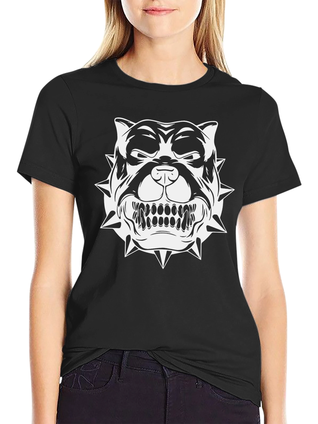 Mens Black T-Shirt with Bold Bulldog Graphic