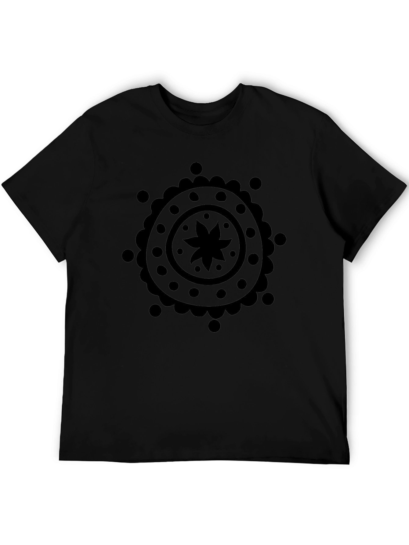 Black Mandala Graphic Print Mens T-Shirt