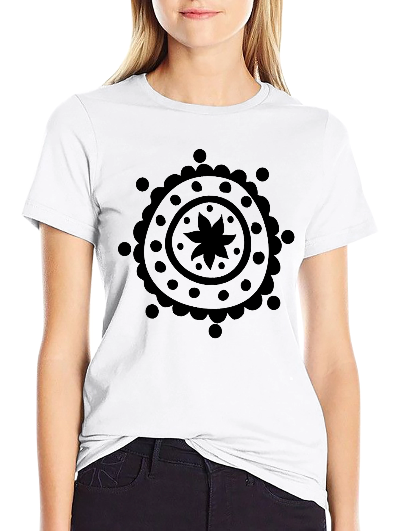 Black Mandala Graphic Print Mens T-Shirt