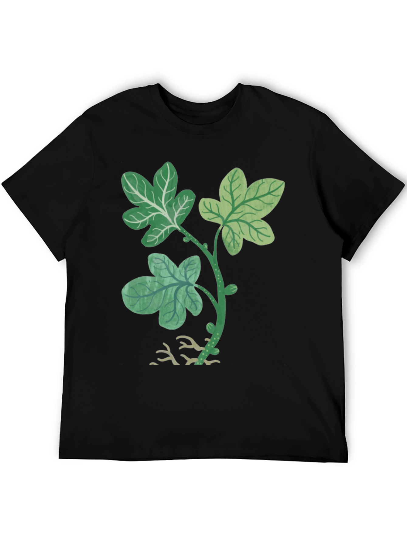 Leaf Print Black T-Shirt