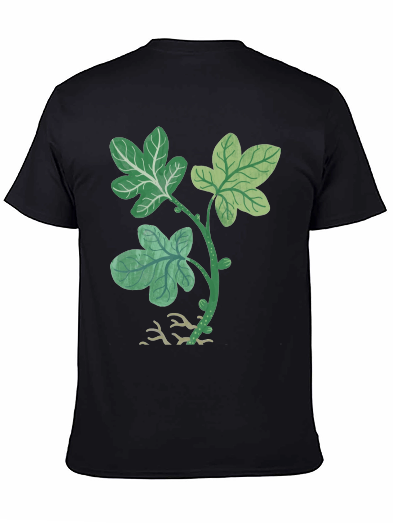 Leaf Print Black T-Shirt