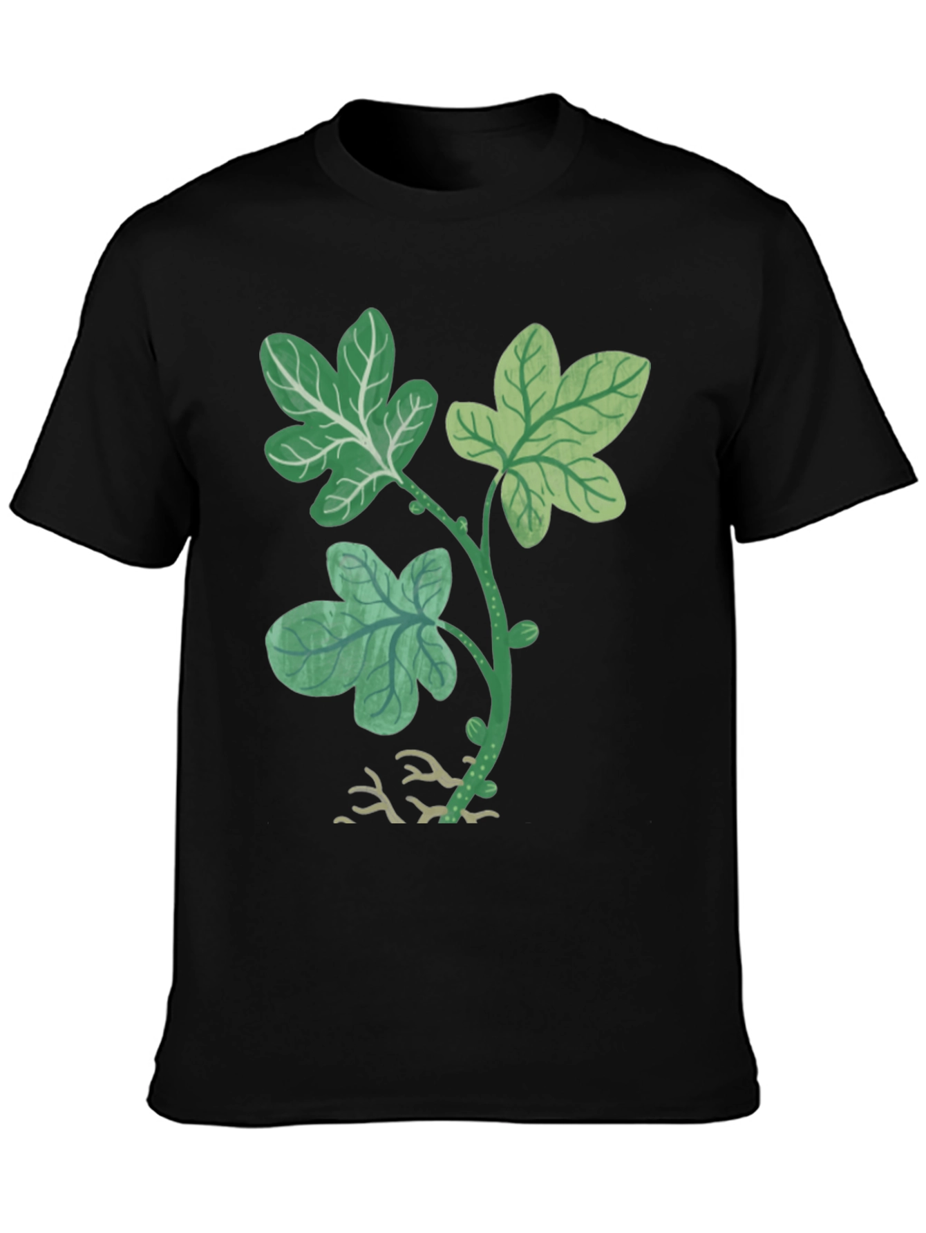 Leaf Print Black T-Shirt