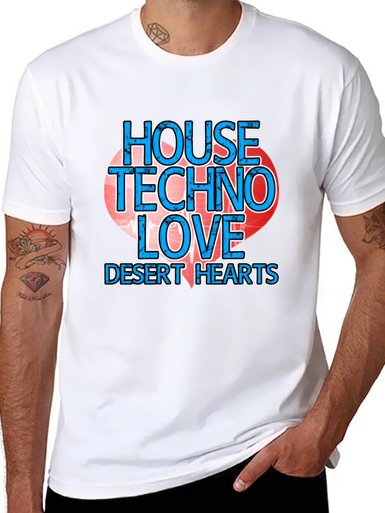 House Techno Love Desert Hearts Graphic Tee