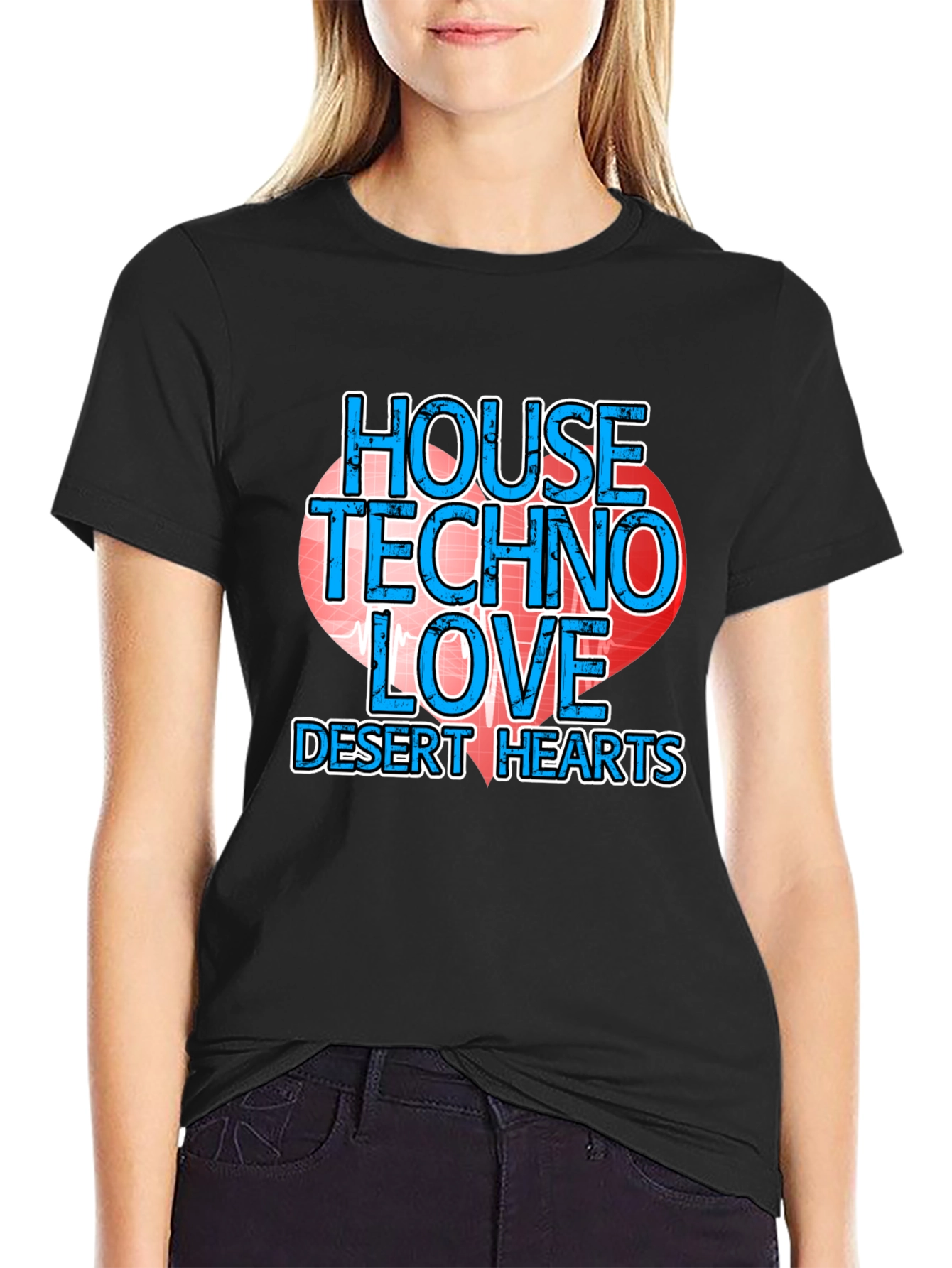 House Techno Love Desert Hearts Graphic Tee