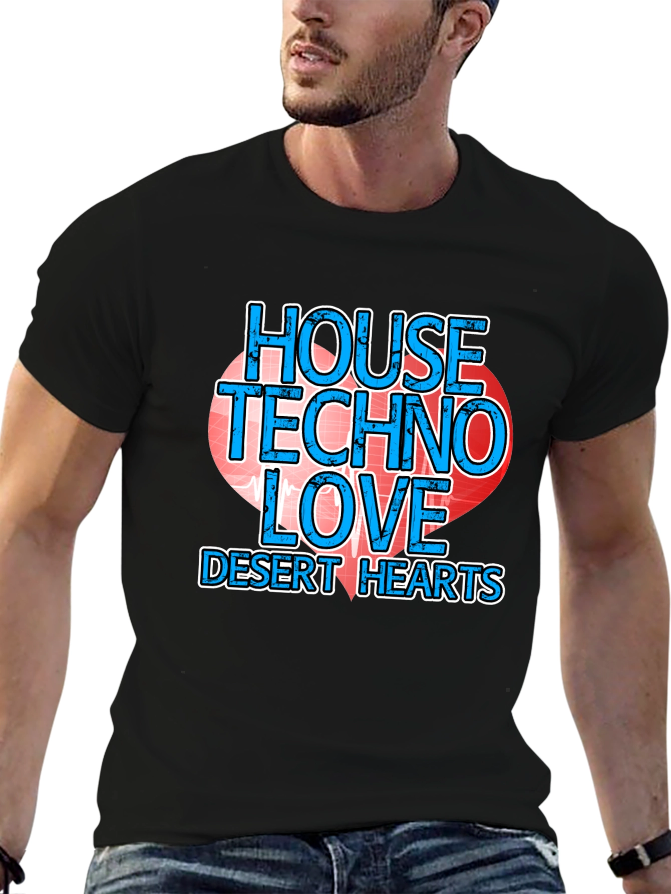 House Techno Love Desert Hearts Graphic Tee