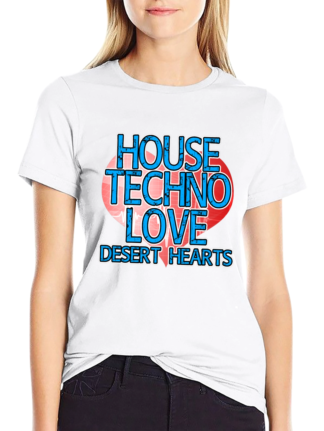 House Techno Love Desert Hearts Graphic Tee