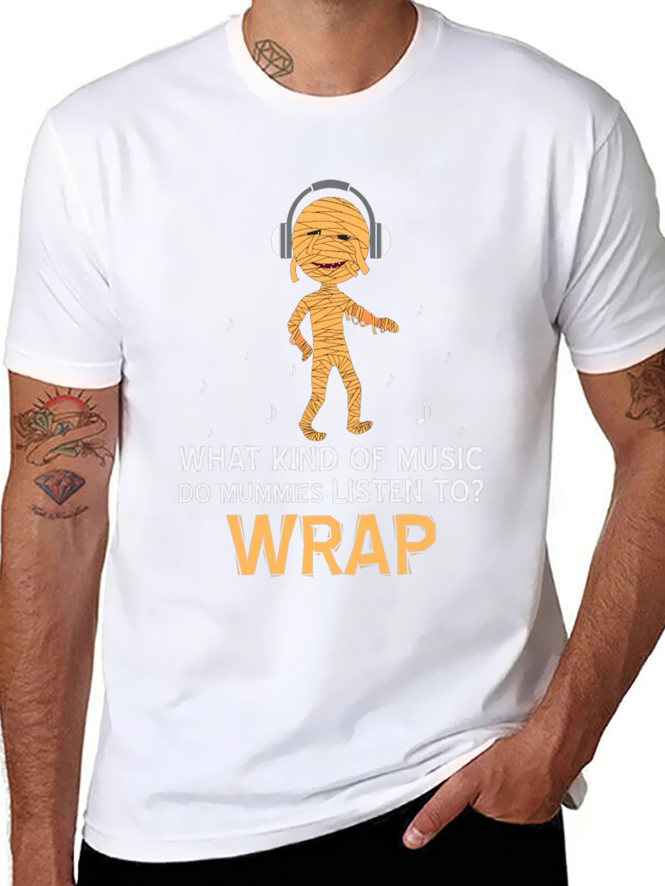 Mummy Wrap Music T-Shirt Halloween Funny Gift