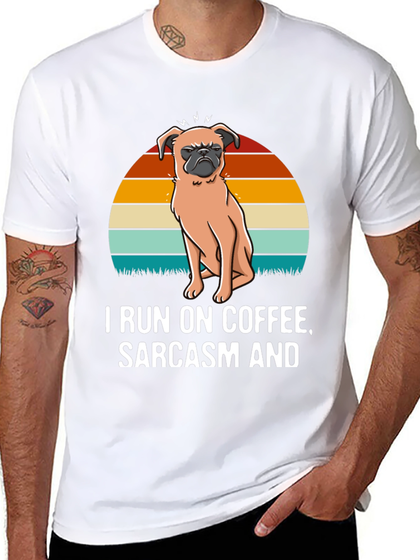 I Run On Coffee Sarcasm and Pugs T-Shirt