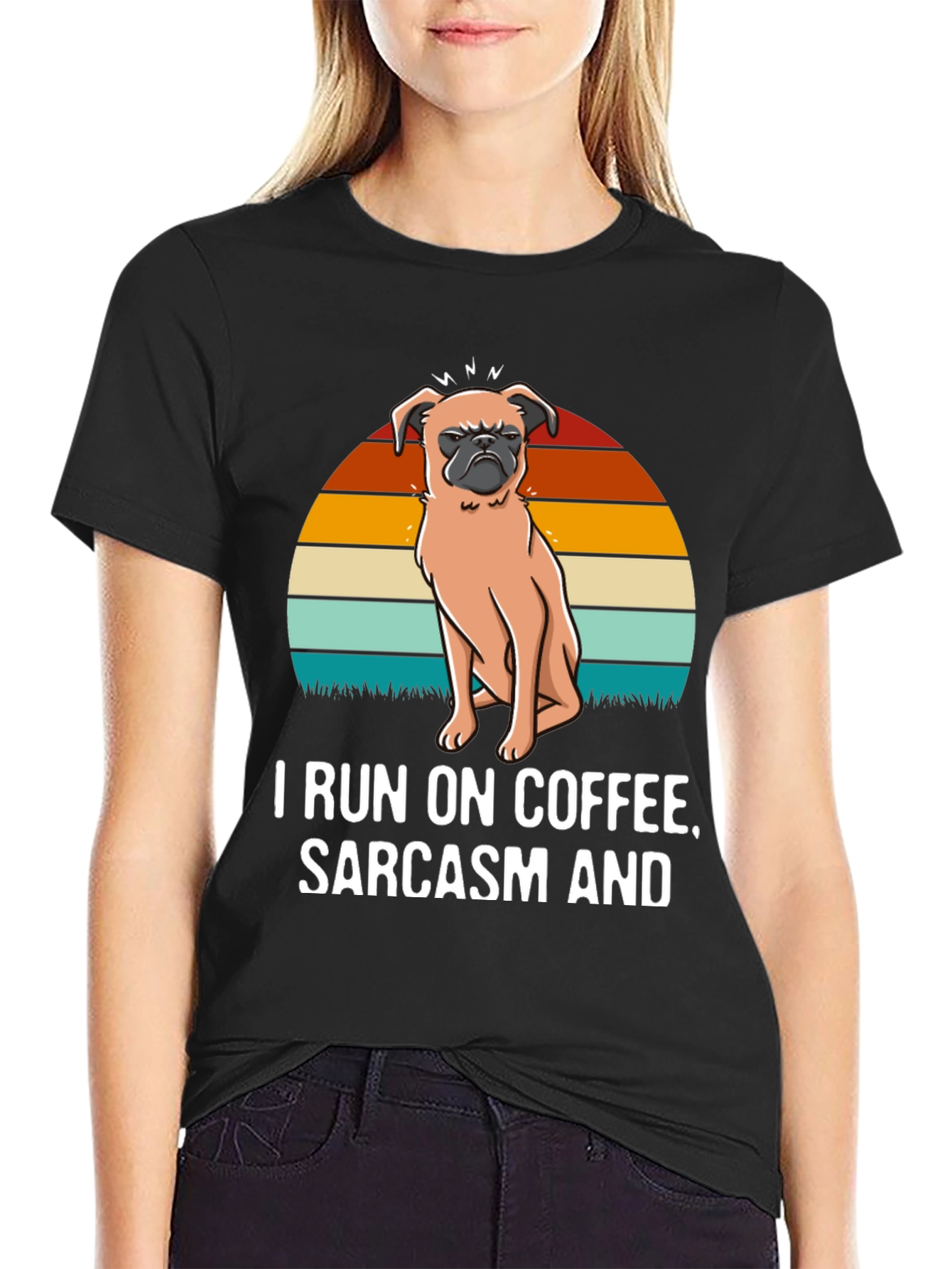 I Run On Coffee Sarcasm and Pugs T-Shirt