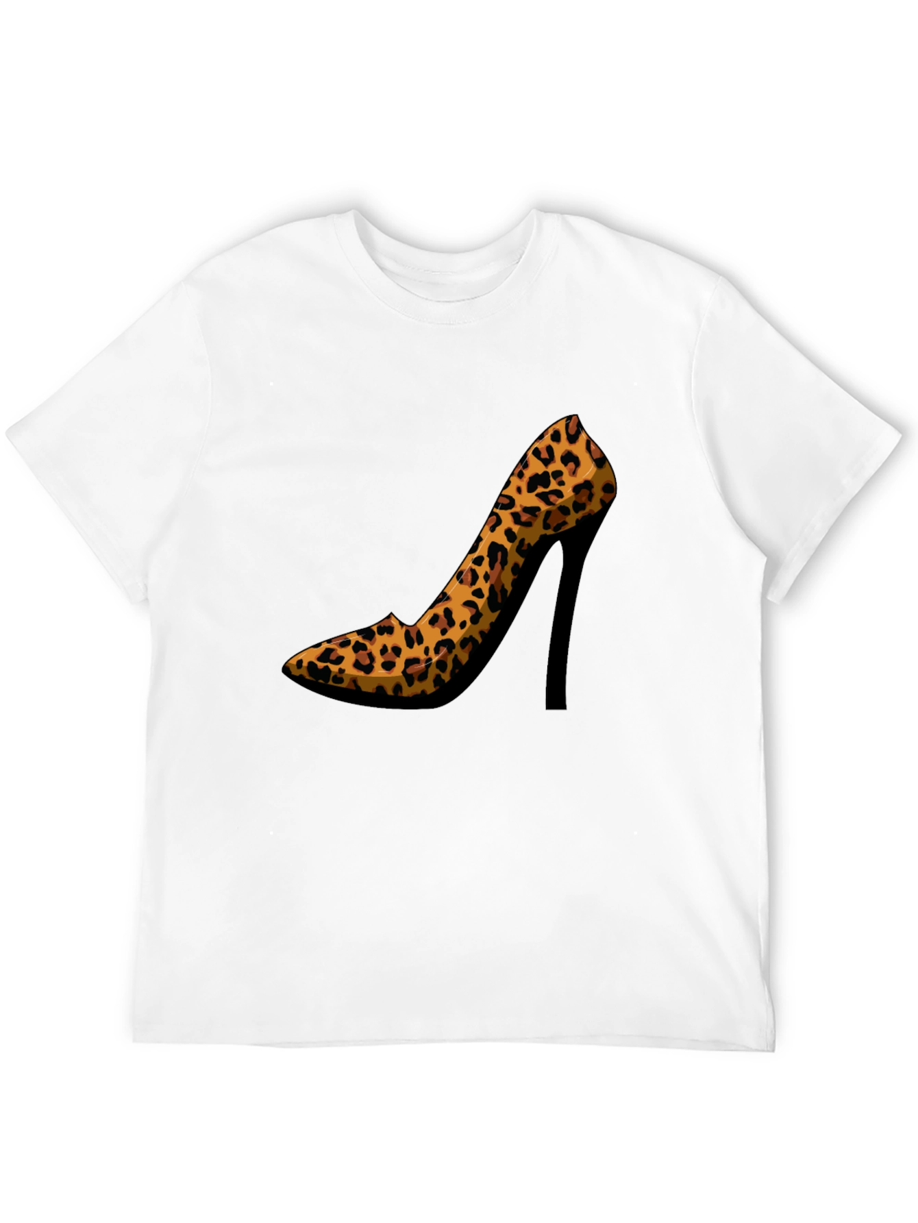 Leopard Print High Heel Graphic Tee - Casual Style
