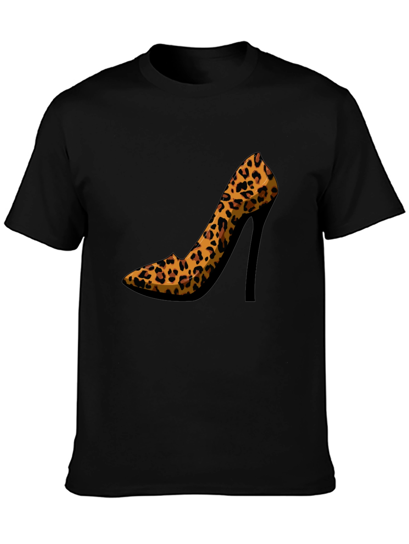 Leopard Print High Heel Graphic Tee - Casual Style