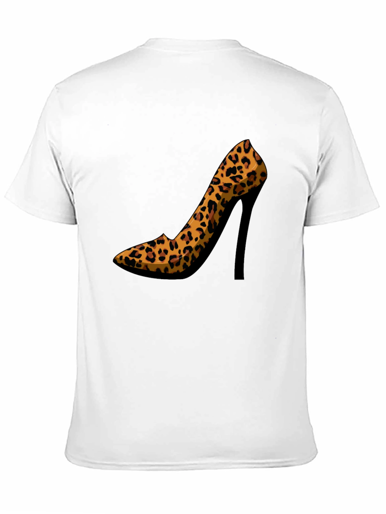 Leopard Print High Heel Graphic Tee - Casual Style