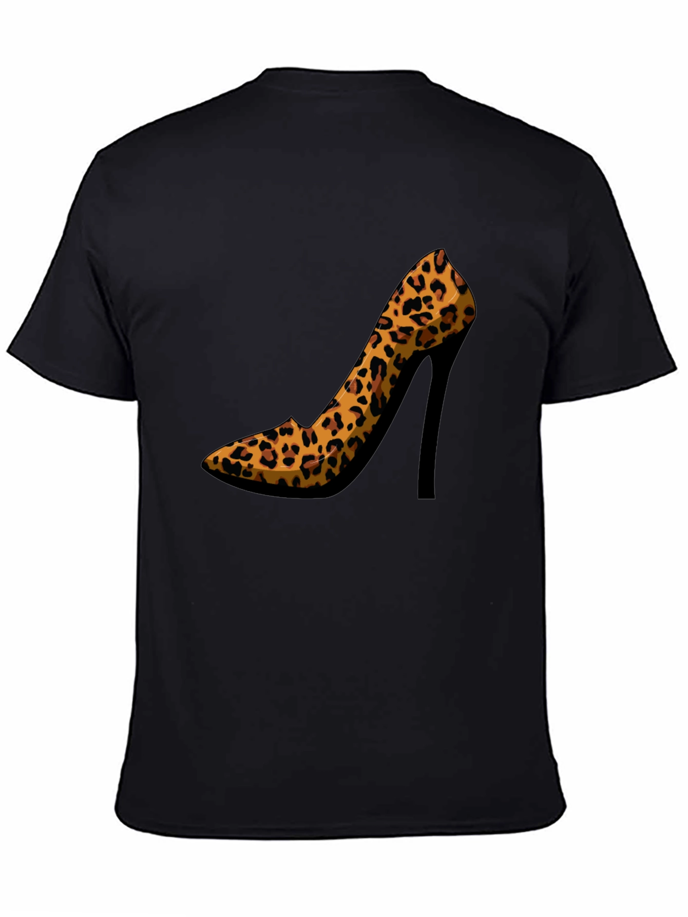 Leopard Print High Heel Graphic Tee - Casual Style