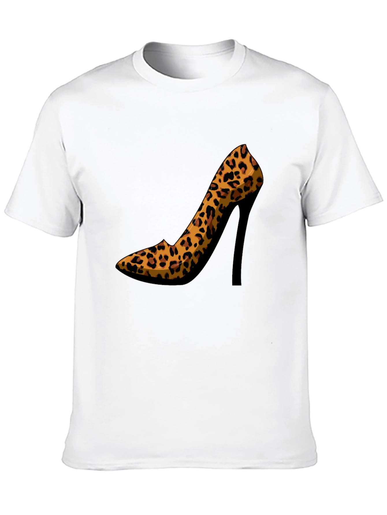 Leopard Print High Heel Graphic Tee - Casual Style